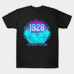 93rd Birthday 1928 Vintage Aesthetic Sunset Palm 93 Year Old T-Shirt